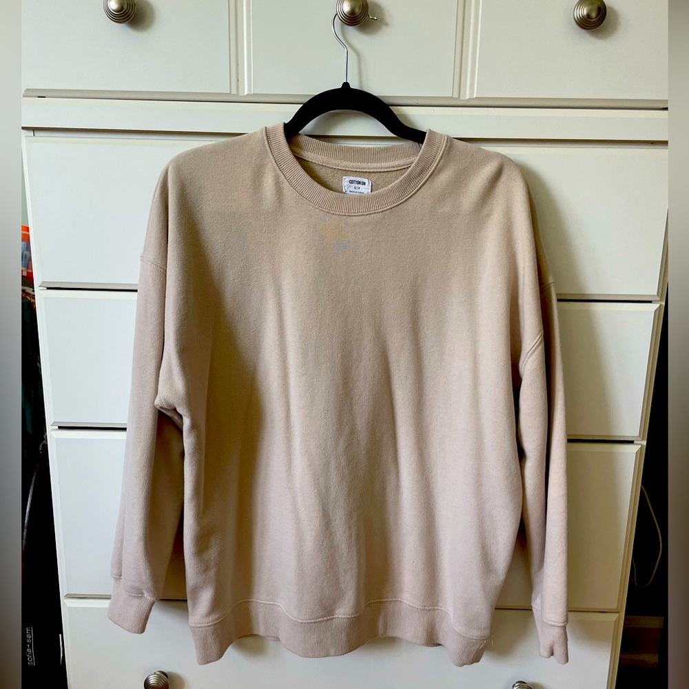 Tan Crewneck Pullover Cotton